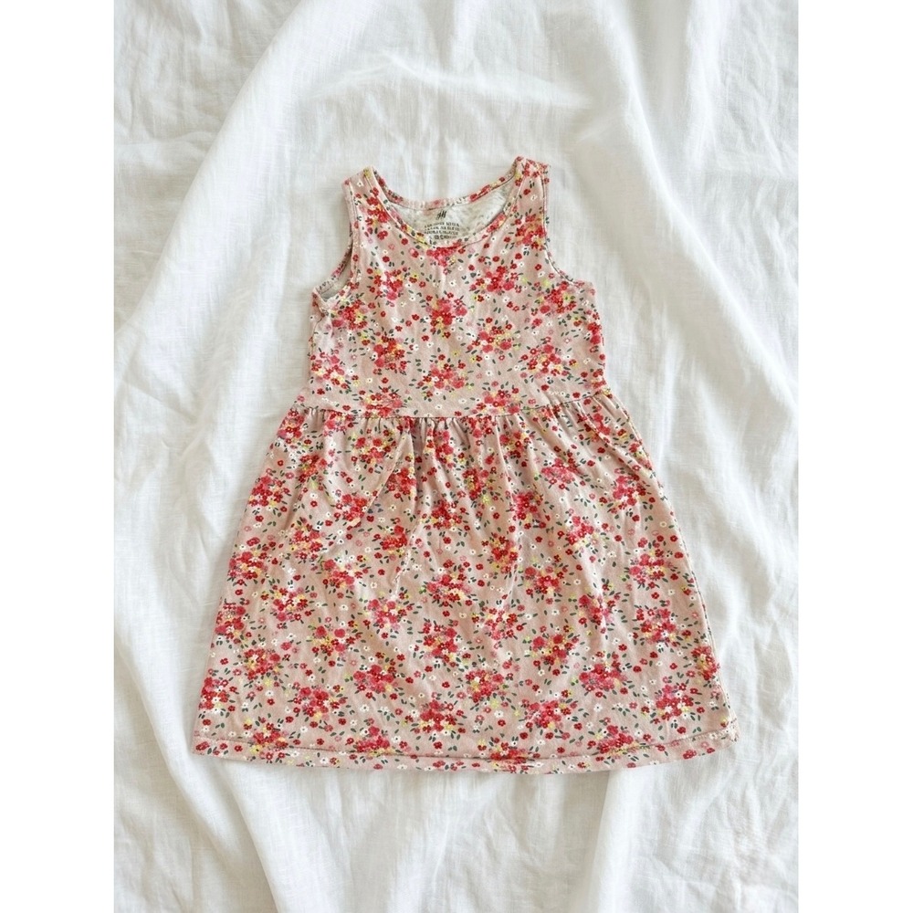 H&M Girls Ditsy Floral Dress Size 5T/6 | Pink Cottagecore Spring Summer Sundress